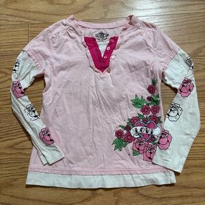 y2k 2000s Route 66 Layered Grunge Love Long Sleeved Shirt Youth Girls 10/12